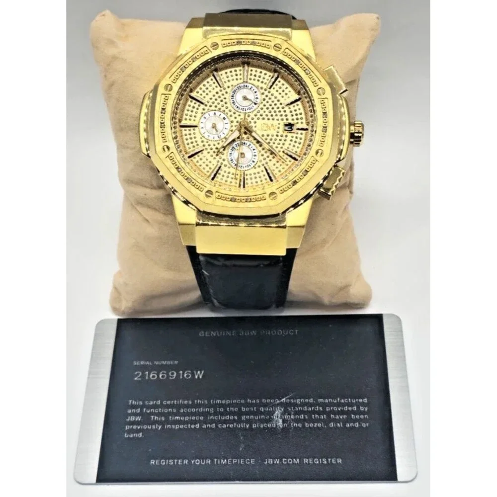 JBW Men's 10-Year Anniversary Gold-Tone Diamond Chronograph Watch
